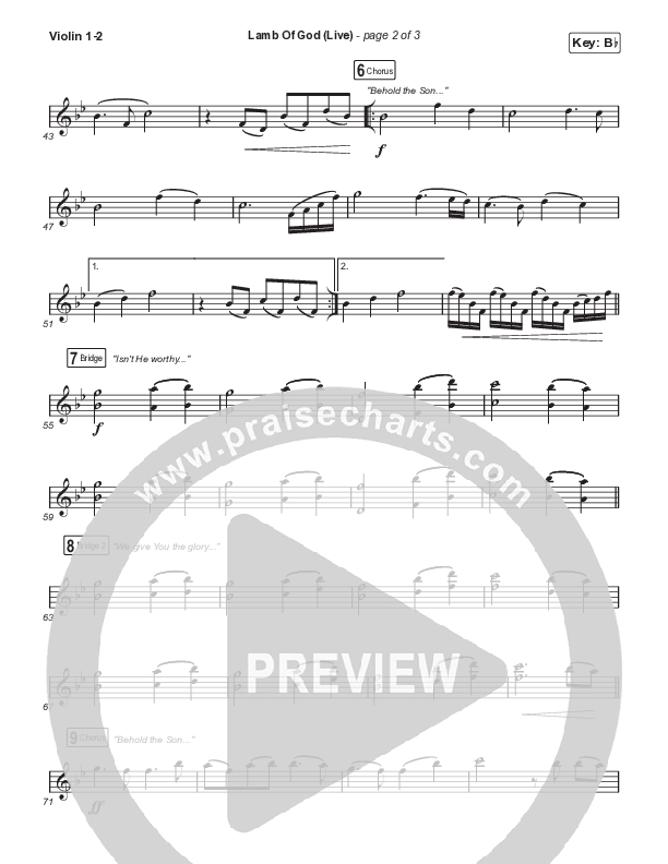 Lamb Of God (Worship Choir/SAB) Violin 1/2 (Matt Redman / David Funk / Arr. Mason Brown)