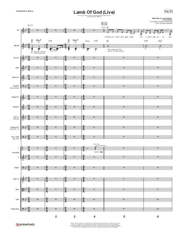 Lamb Of God (Unison/2-Part) Conductor's Score (Matt Redman / David Funk / Arr. Mason Brown)