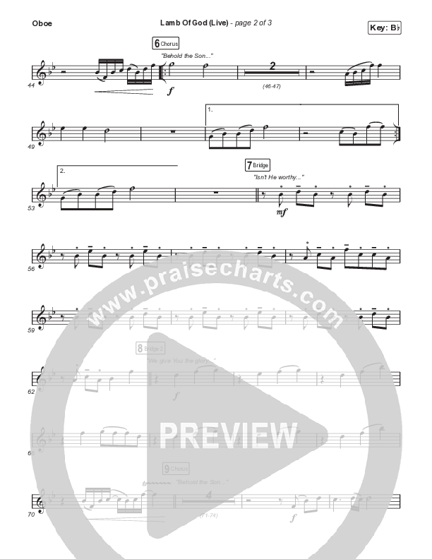 Lamb Of God (Unison/2-Part) Oboe (Matt Redman / David Funk / Arr. Mason Brown)