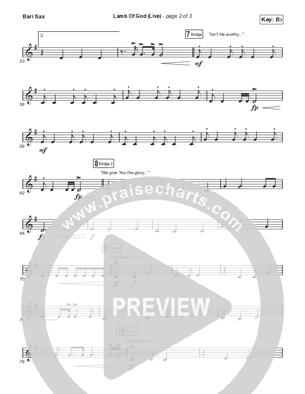 Lamb Of God (Sing It Now) Bari Sax (Matt Redman / David Funk / Arr. Mason Brown)
