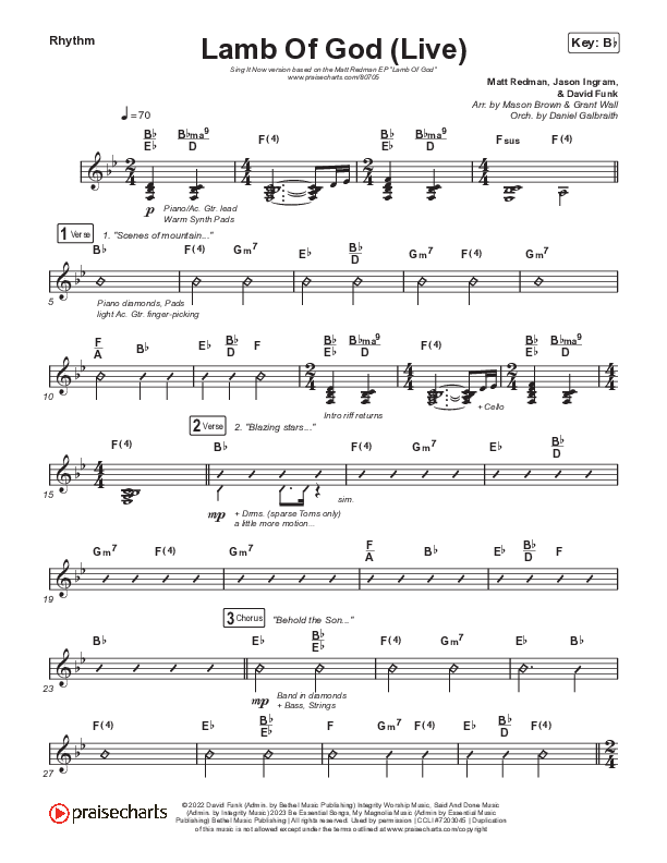 Lamb Of God (Sing It Now) Rhythm Chart (Matt Redman / David Funk / Arr. Mason Brown)