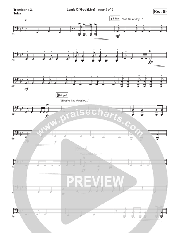Lamb Of God (Sing It Now) Trombone 3/Tuba (Matt Redman / David Funk / Arr. Mason Brown)