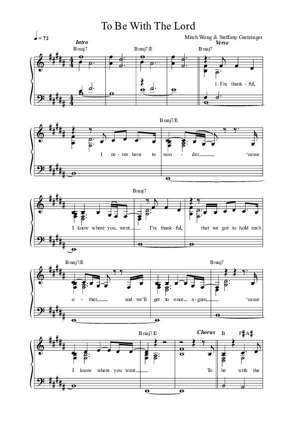 To Be With The Lord Lead Sheet Melody (Mitch Wong)