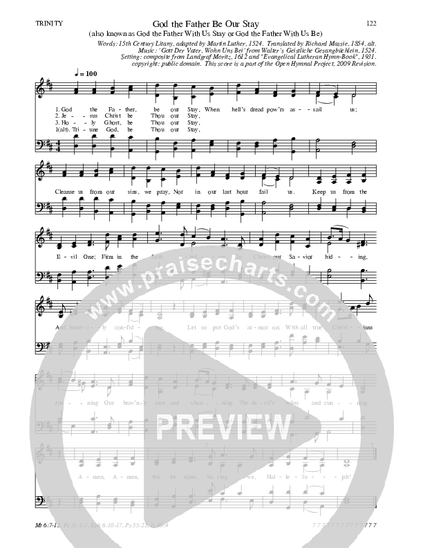 God the Father Be Our Stay Hymn Sheet (SATB) (Traditional Hymn)