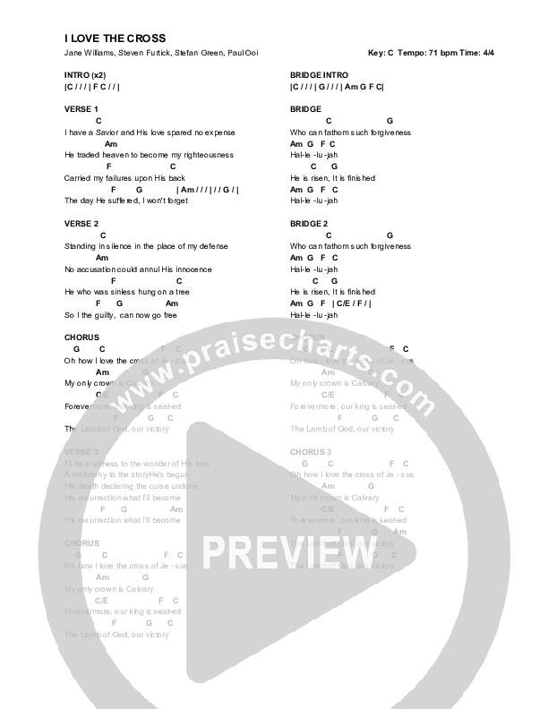 I Love The Cross Chord Chart (Stefan Green)