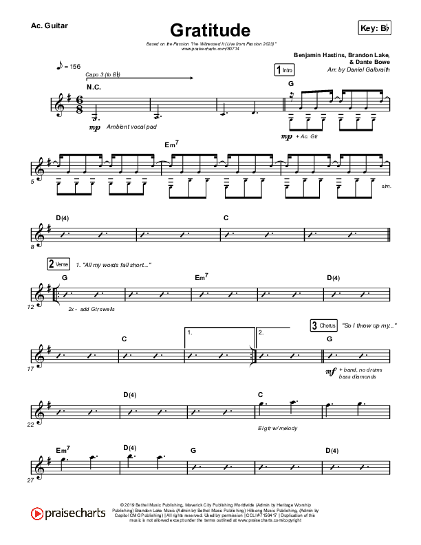 Gratitude (Live From Passion 2023) Acoustic Guitar (Passion / Brandon Lake)