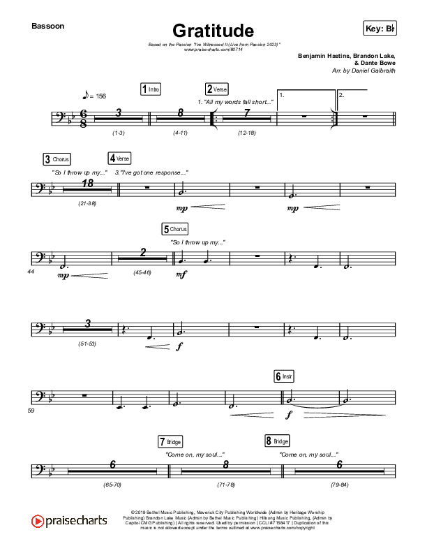 Gratitude (Live From Passion 2023) Bassoon (Passion / Brandon Lake)