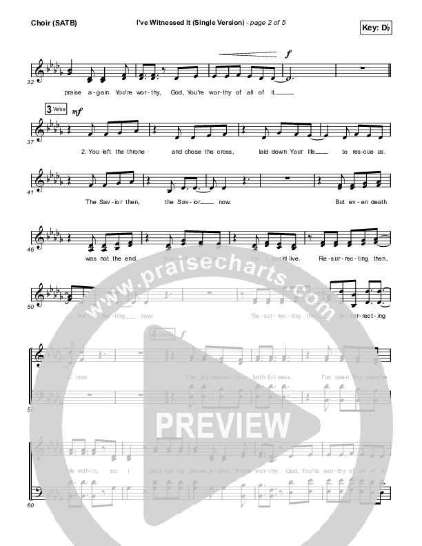 I've Witnessed It (Single) Choir Sheet (SATB) (Passion / Melodie Malone)