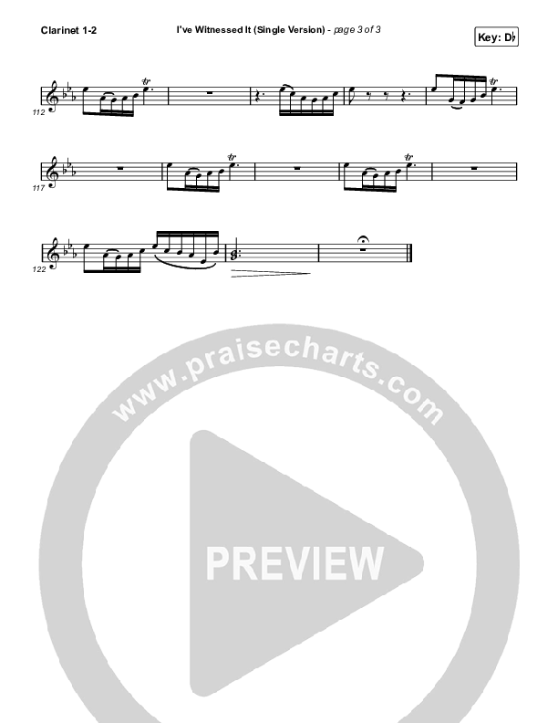 I've Witnessed It (Single) Clarinet 1/2 (Passion / Melodie Malone)