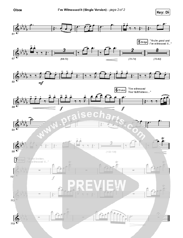 I've Witnessed It (Single) Oboe (Passion / Melodie Malone)
