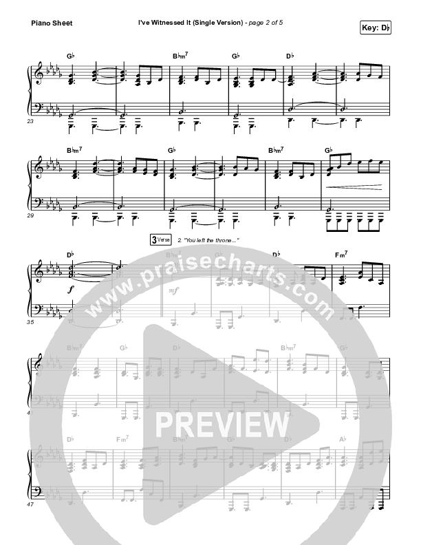 I've Witnessed It (Single) Piano Sheet (Passion / Melodie Malone)
