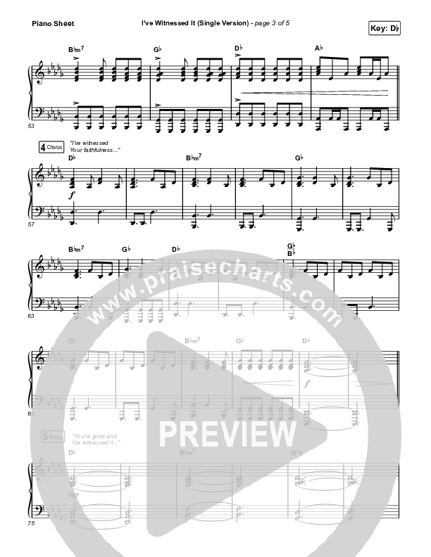 I've Witnessed It (Single) Piano Sheet (Passion / Melodie Malone)