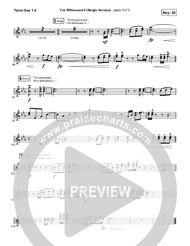 I've Witnessed It (Single) Tenor Sax 1/2 (Passion / Melodie Malone)