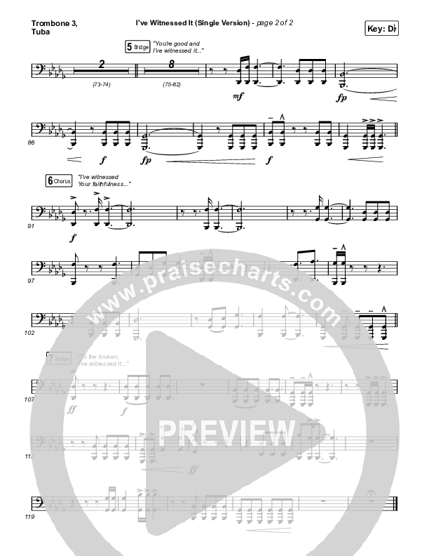 I've Witnessed It (Single) Trombone 3/Tuba (Passion / Melodie Malone)
