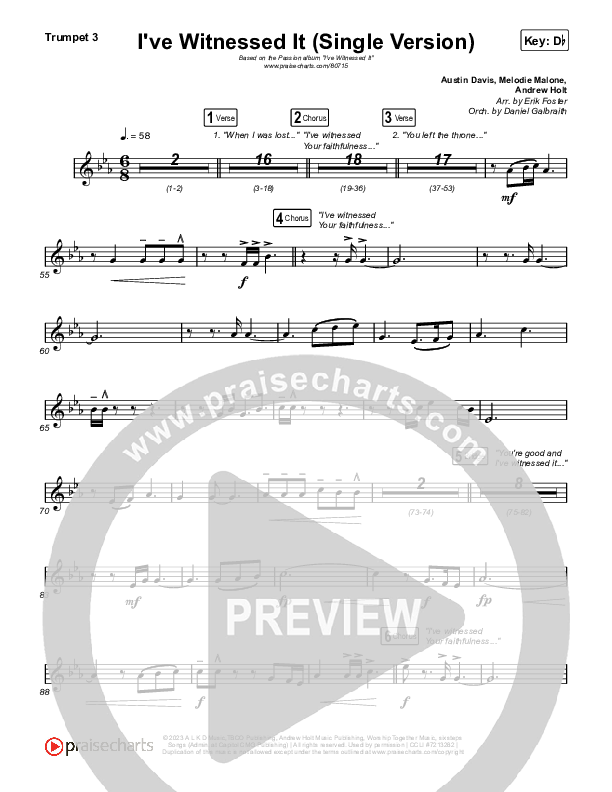 I've Witnessed It (Single) Trumpet 3 (Passion / Melodie Malone)