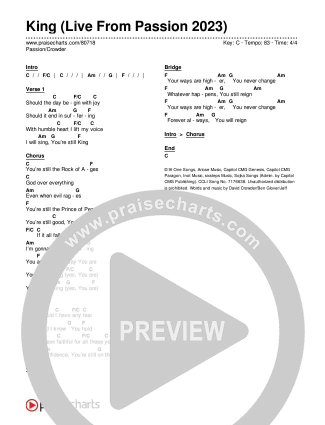 King (Live From Passion 2023) Chords & Lyrics (Passion / Crowder)