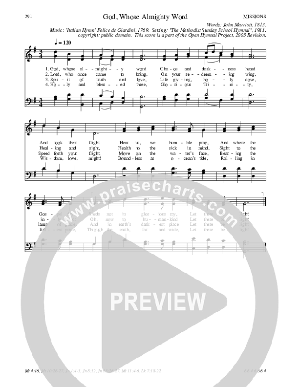God, Whose Almighty Word Hymn Sheet (SATB) (Traditional Hymn)