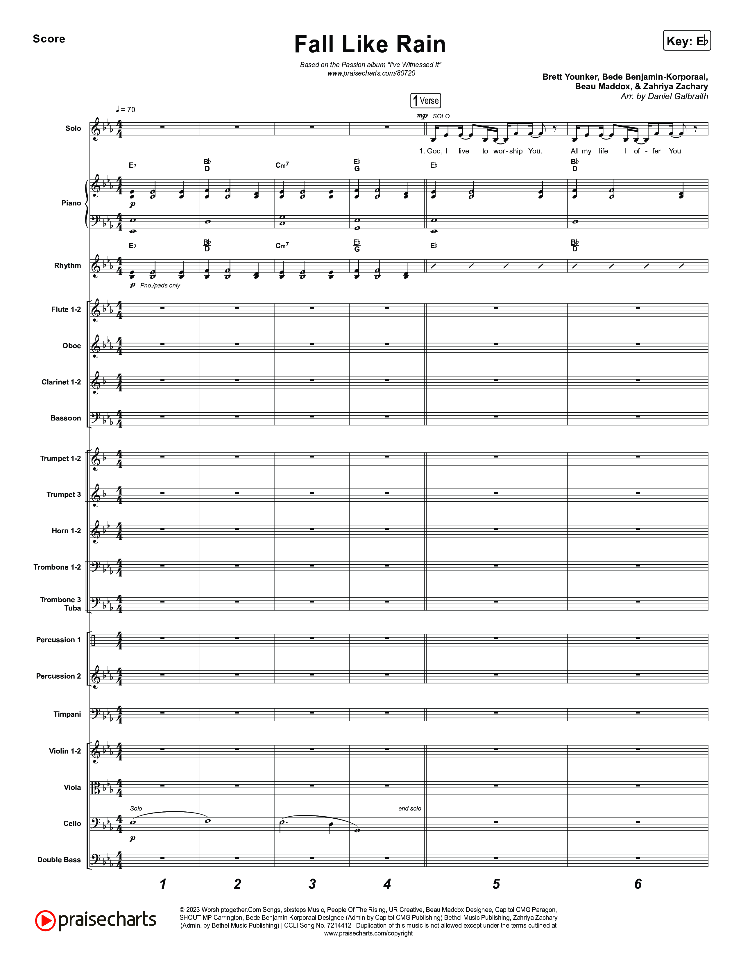 Fall Like Rain (Live From Passion 2023) Conductor's Score (Passion / Rachel Halbach)