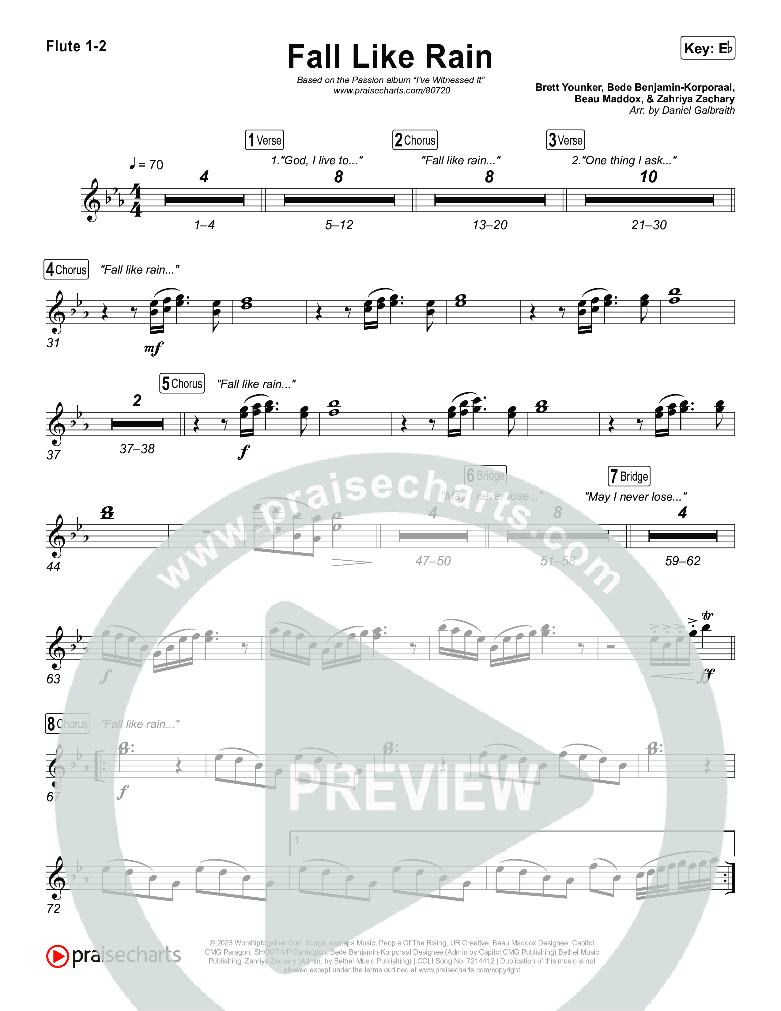 Fall Like Rain (Live From Passion 2023) Flute 1/2 (Passion / Rachel Halbach)