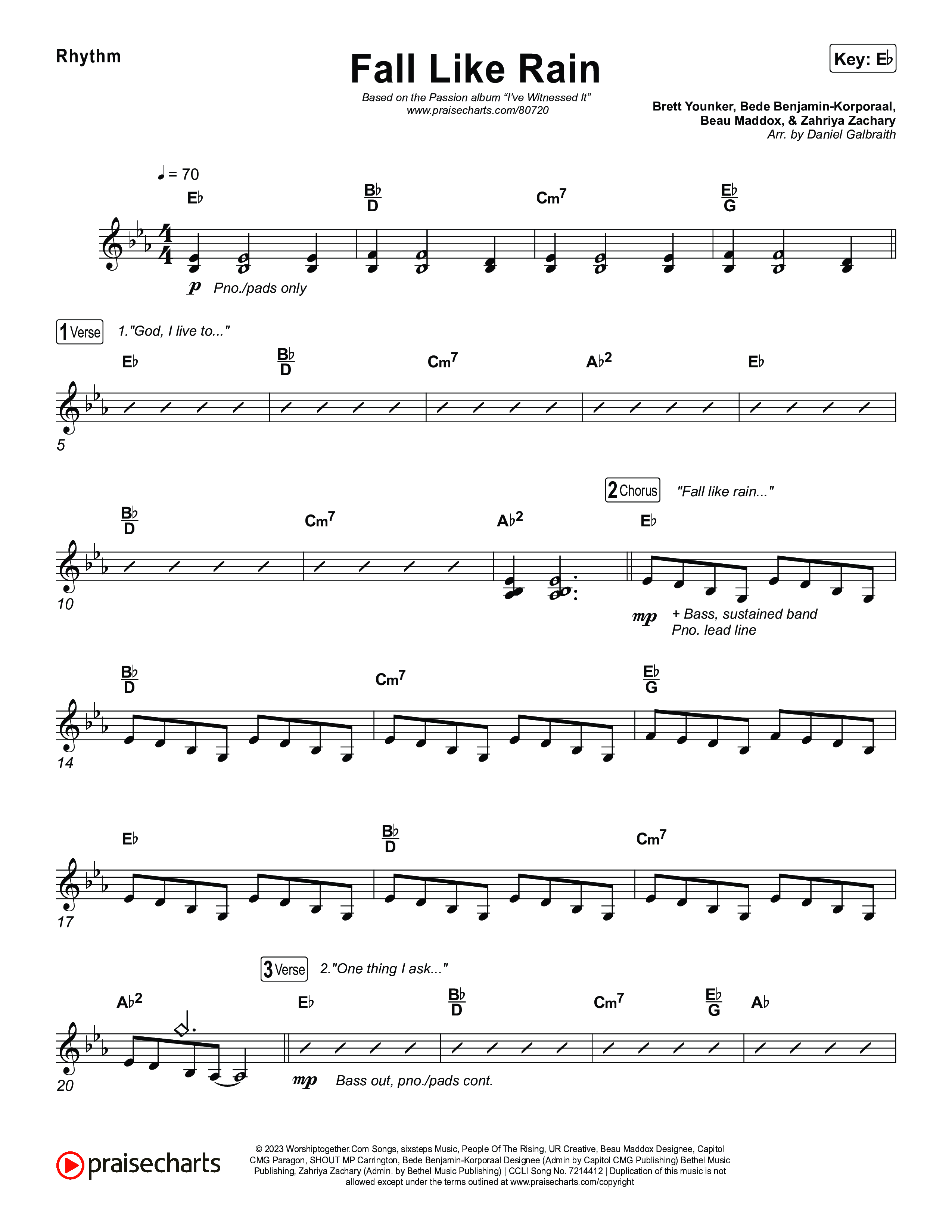 Fall Like Rain (Live From Passion 2023) Rhythm Chart (Passion / Rachel Halbach)