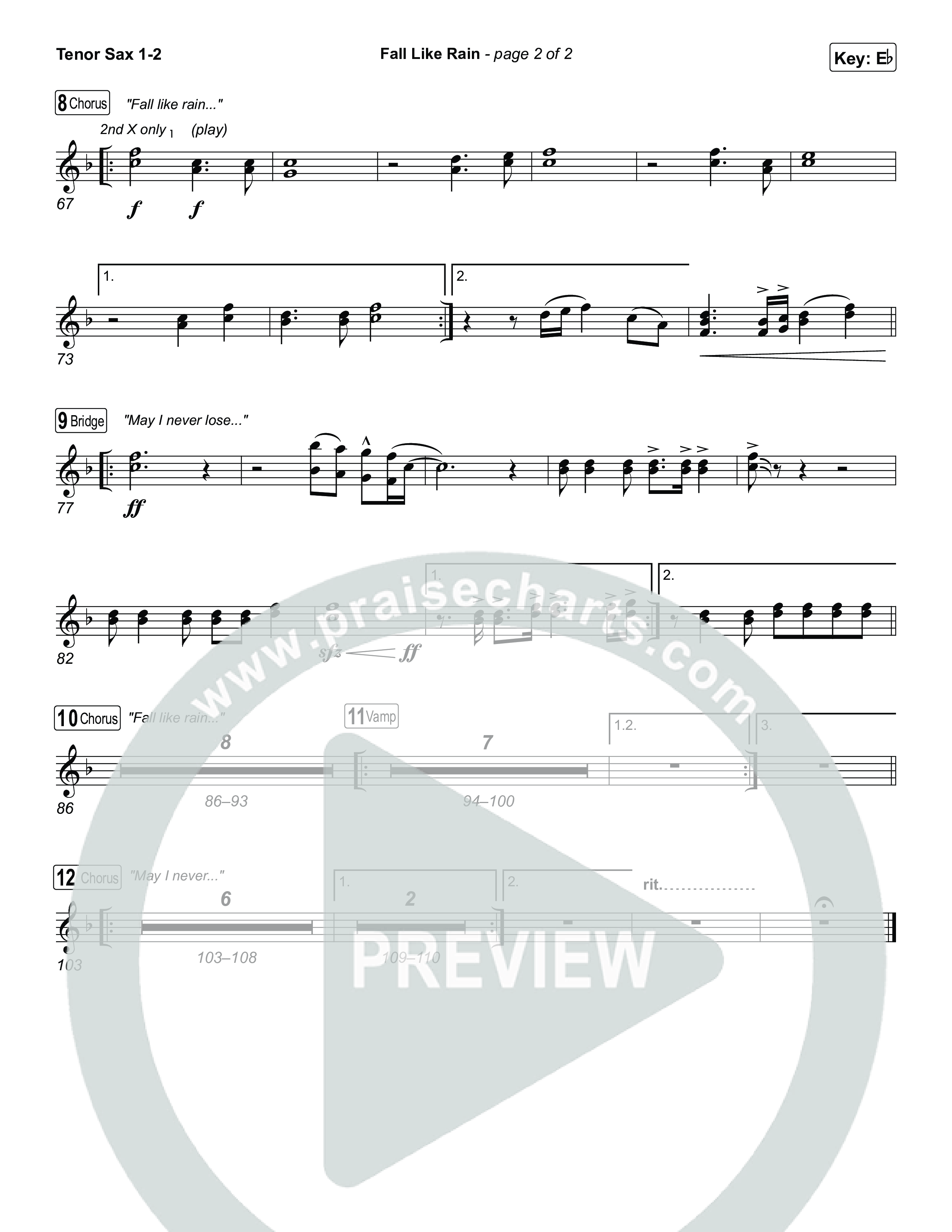 Fall Like Rain (Live From Passion 2023) Tenor Sax 1/2 (Passion / Rachel Halbach)