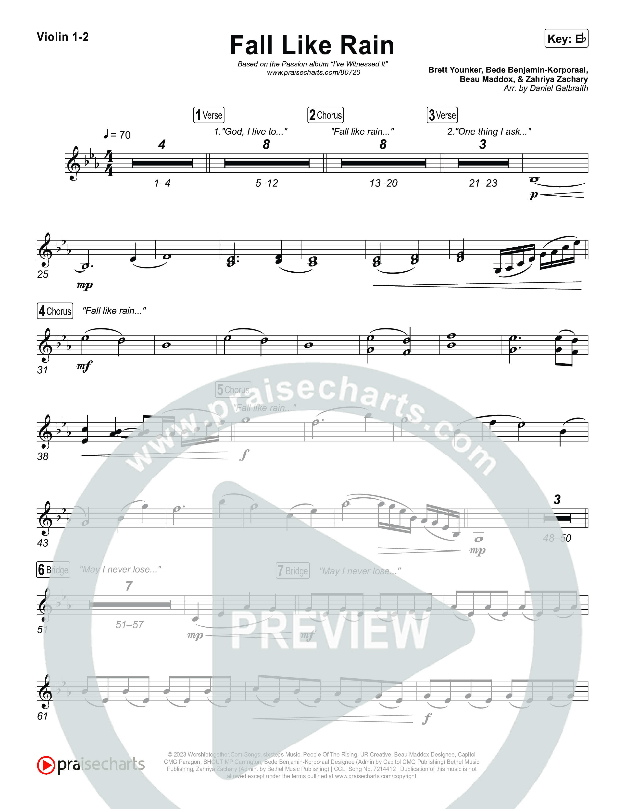 Fall Like Rain (Live From Passion 2023) Violin 1/2 (Passion / Rachel Halbach)