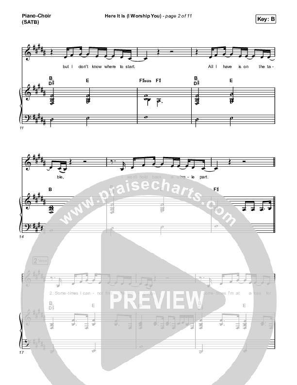 Here It Is (I Worship You) (Live From Passion 2023) Piano/Vocal (SATB) (Passion / Sean Curran)