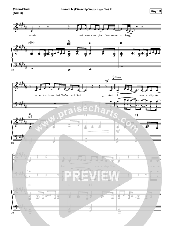 Here It Is (I Worship You) (Live From Passion 2023) Piano/Vocal (SATB) (Passion / Sean Curran)