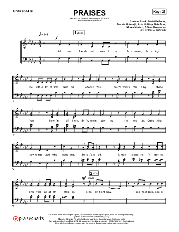 PRAISES Choir Sheet (SATB) (ELEVATION RHYTHM)