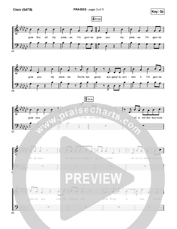 PRAISES Choir Sheet (SATB) (ELEVATION RHYTHM)