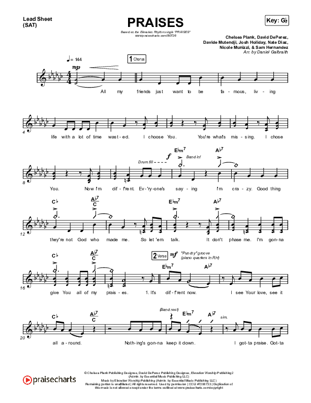 PRAISES Lead Sheet (SAT) (ELEVATION RHYTHM)