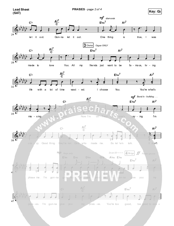 PRAISES Lead Sheet (SAT) (ELEVATION RHYTHM)