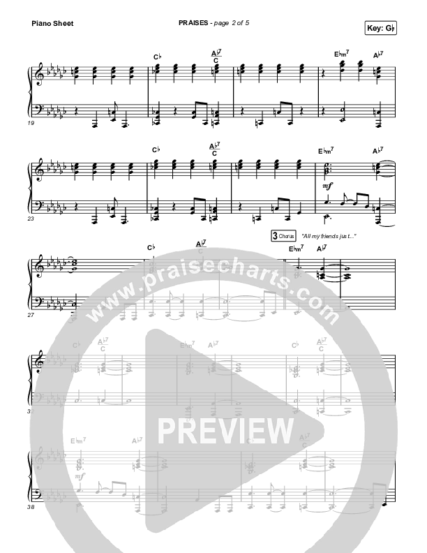PRAISES Piano Sheet (ELEVATION RHYTHM)