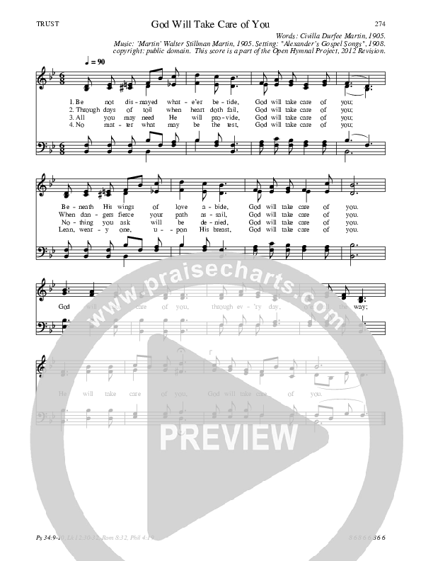 God Will Take Care of You Hymn Sheet (SATB) (Traditional Hymn)