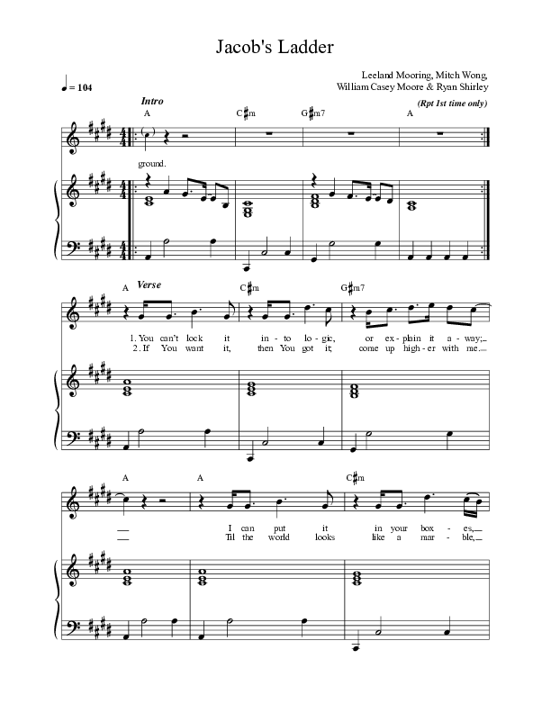 Jacob's Ladder Piano/Melody (Leeland / Rita Springer)