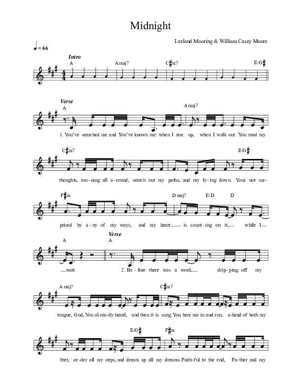 Midnight Lead Sheet Melody (Leeland)