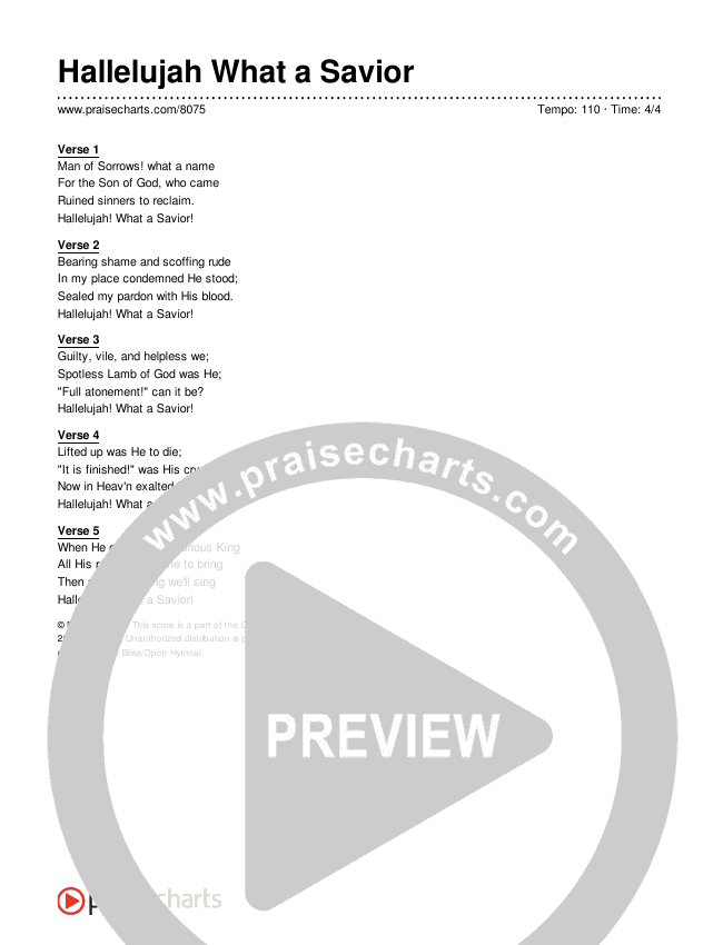 Hallelujah What a Savior Lyrics (Traditional Hymn)