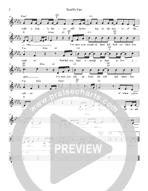 Tried By Fire Lead Sheet Melody (Dennis Jernigan)