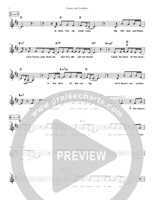 Graves Into Gardens (Kids) Lead Sheet Melody (Doorpost Songs / Dave and Jess Ray)