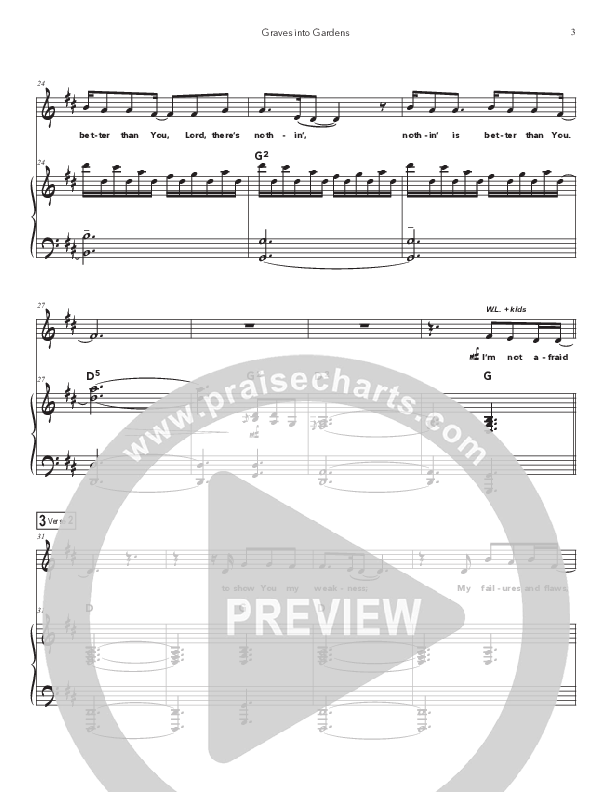 Graves Into Gardens (Kids) Piano/Vocal (Doorpost Songs / Dave and Jess Ray)