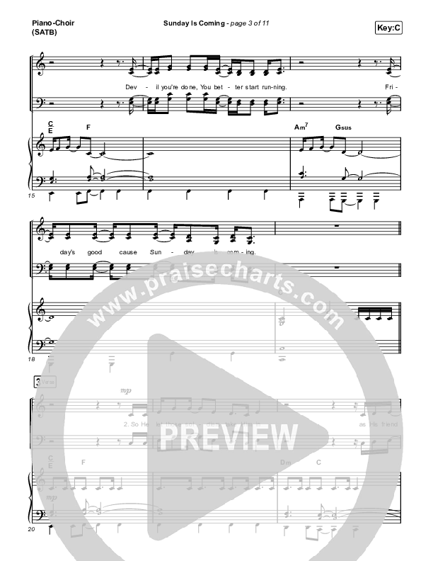 Sunday Is Coming Piano/Vocal (SATB) (Phil Wickham)