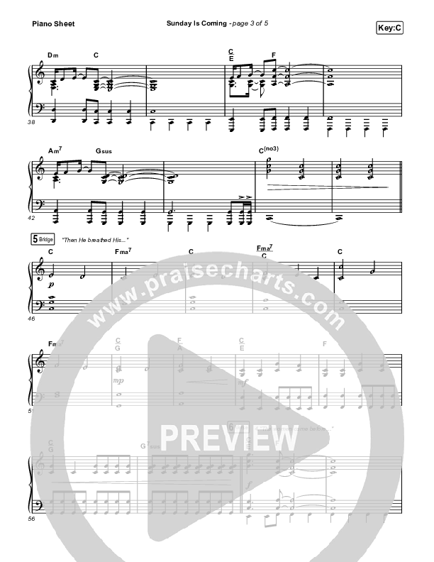 Sunday Is Coming Piano Sheet (Phil Wickham)