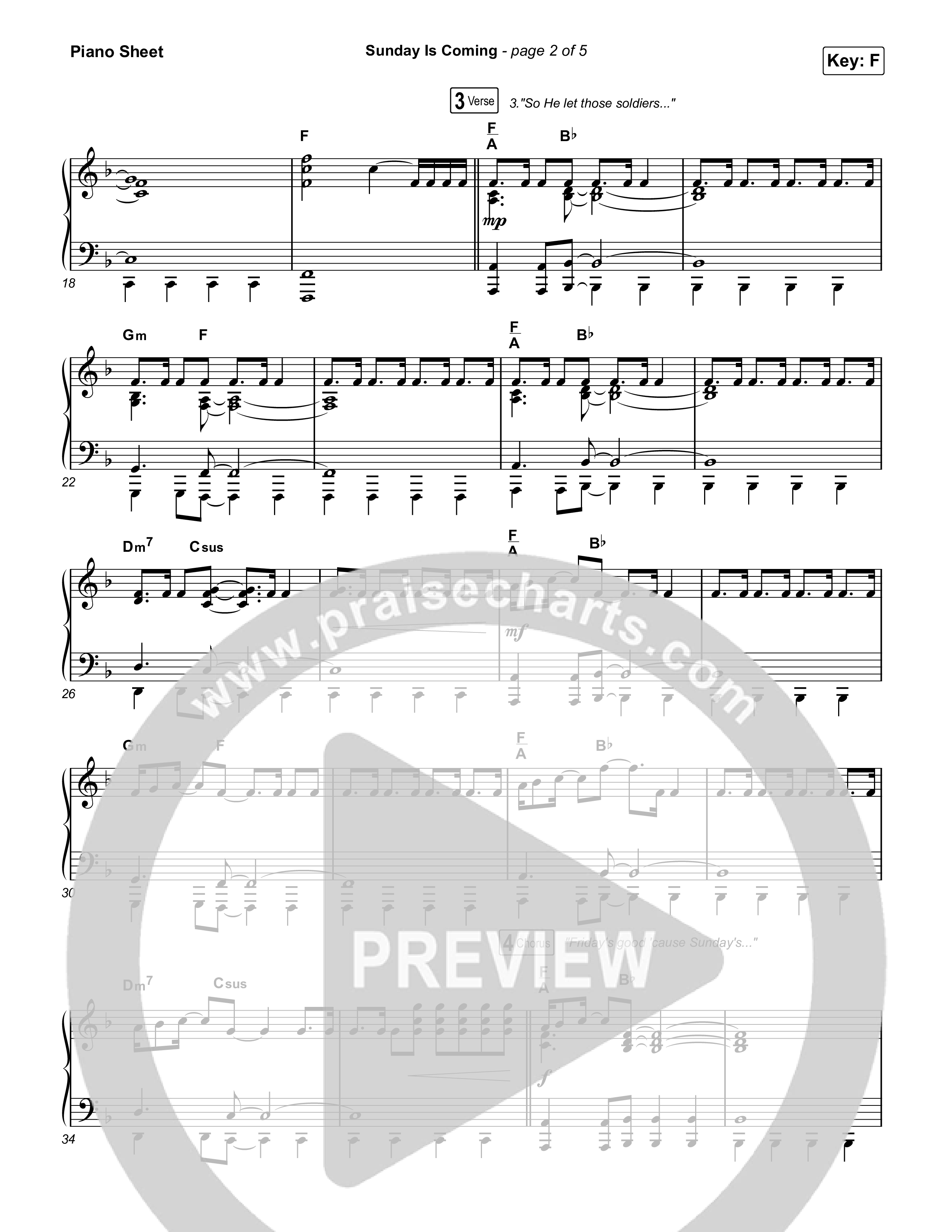 Sunday Is Coming Piano Sheet (Phil Wickham)