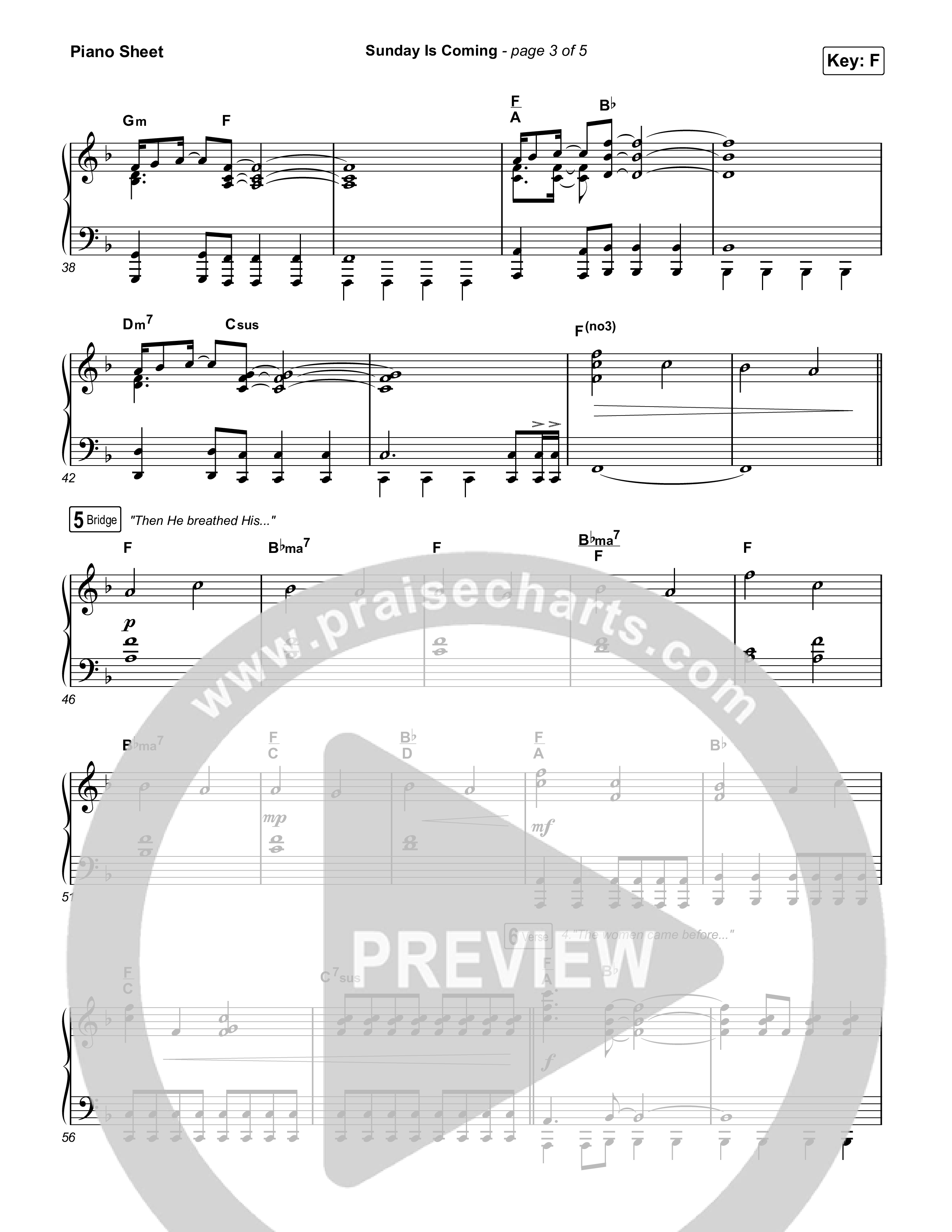 Sunday Is Coming Piano Sheet (Phil Wickham)