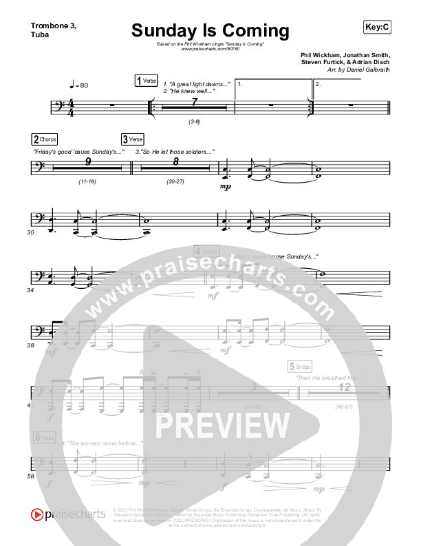 Sunday Is Coming Trombone 3/Tuba (Phil Wickham)