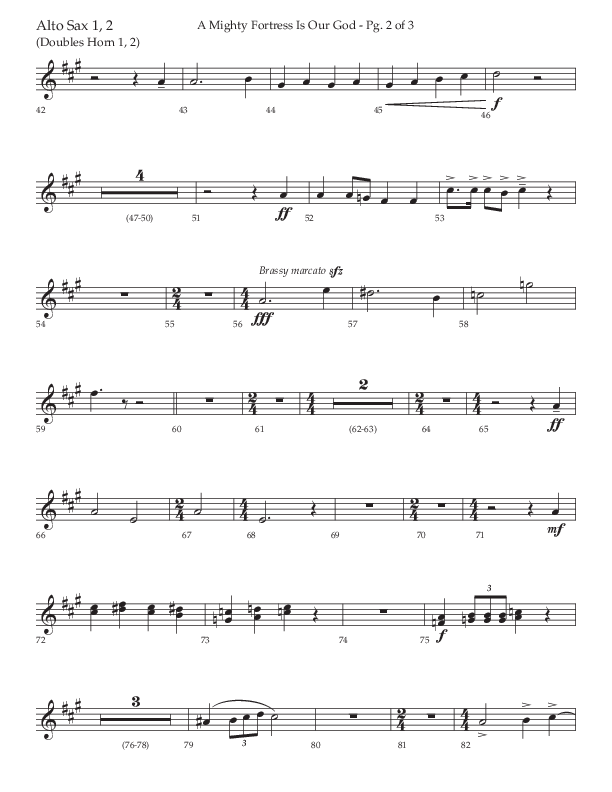 A Mighty Fortress Is Our God (Choral Anthem SATB) Alto Sax 1/2 (Lifeway Choral / Arr. Ken Barker)