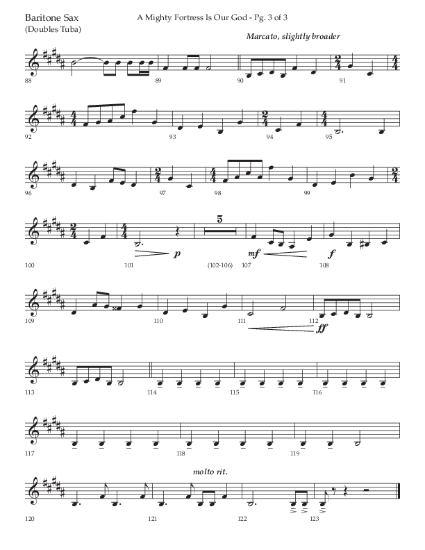 A Mighty Fortress Is Our God (Choral Anthem SATB) Bari Sax (Lifeway Choral / Arr. Ken Barker)