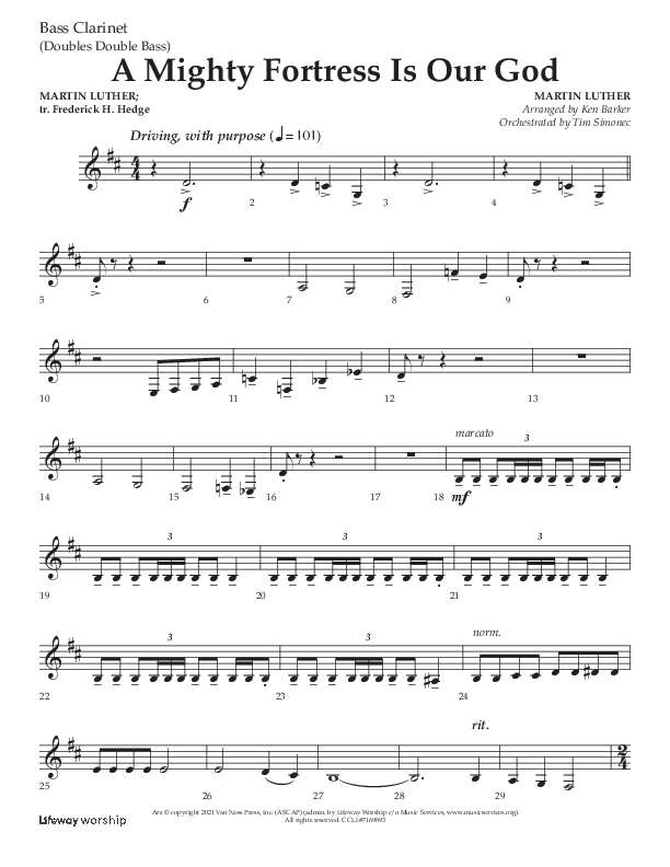 A Mighty Fortress Is Our God (Choral Anthem SATB) Bass Clarinet (Lifeway Choral / Arr. Ken Barker)