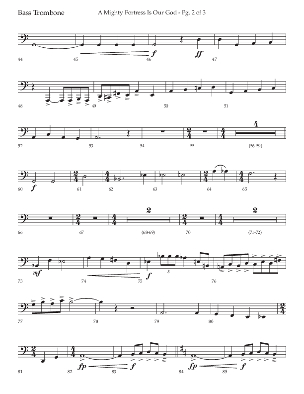 A Mighty Fortress Is Our God (Choral Anthem SATB) Bass Trombone (Lifeway Choral / Arr. Ken Barker)