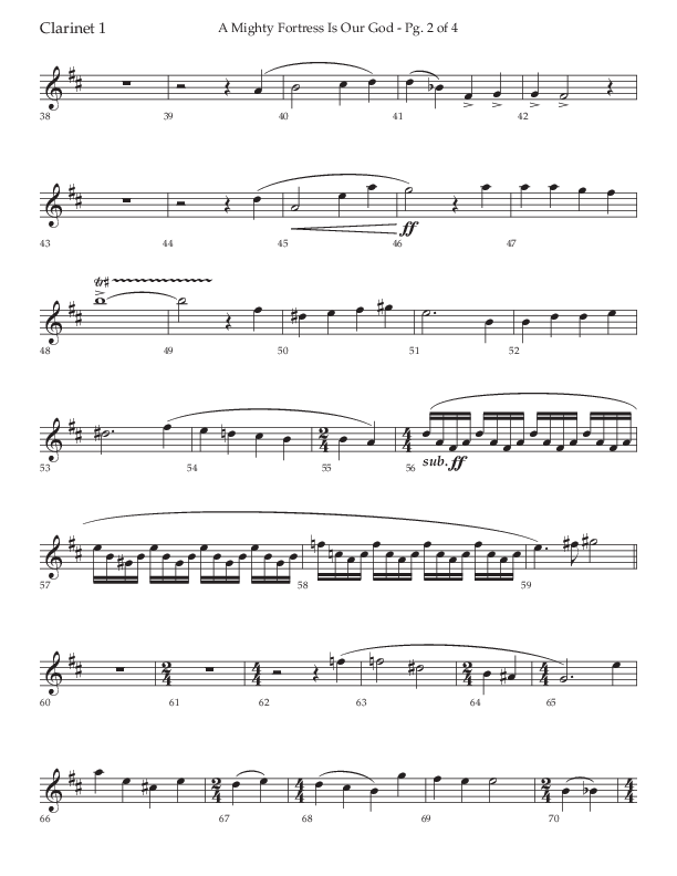 A Mighty Fortress Is Our God (Choral Anthem SATB) Clarinet 1/2 (Lifeway Choral / Arr. Ken Barker)